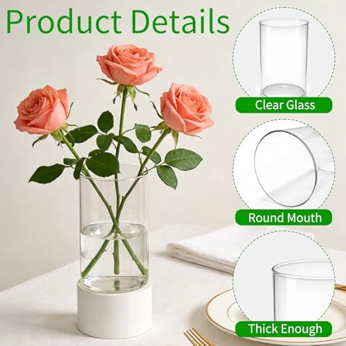 12 Pack Glass Cylinder Vases for Centerpieces, 6 Inches Tall - Image 3