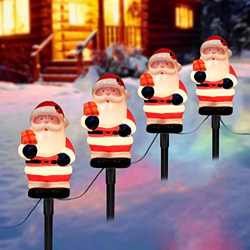 Christmas Decorations Outside, 7Ft Christmas Santa Pathway Stake Lights with 4 C7 Bulbs, Stake, Connectable Waterproof Driveway Markers Lights for Outside Path Garden Decor Holiday Yard Patio - Image 6
