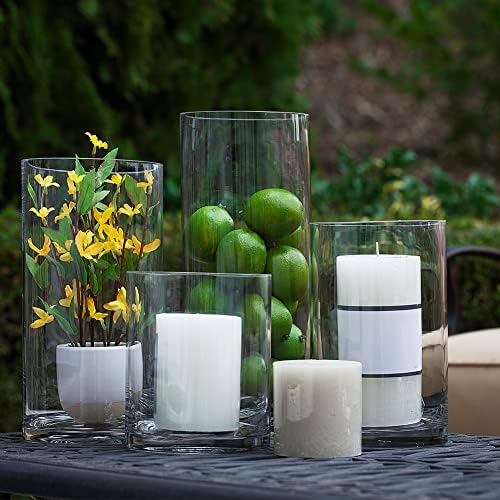 Enova Floral Clear Glass Cylinder Vase 5 x 10 Inches Round Flower Vase, Pillar Candle Floating Candle Holder Vase, Tall Glass Vase for Flowers, Glass Vase for Decor, Wedding Centerpieces (1 Piece) - Image 6