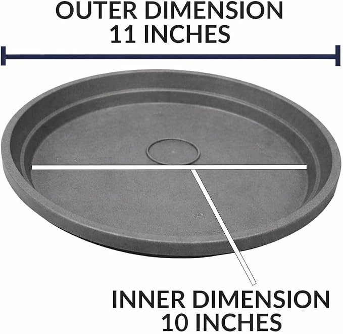 10 Inch Plant Saucer 6 Pack – Heavy Duty Plastic Plant Tray for Pots, Indoor & Outdoor Planter Saucers, Plant Drip Tray for Water Drainage, Durable, UV Resistant, Made in USA (Slate Gray)