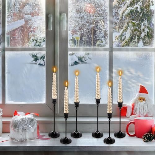 12pcs Black Candle Holder, Black Candlestick Holders Taper Candle Holders for Pillar Candles Sticks Holder Decor Halloween Christmas Decorations Candle Stick Holder Candelabros para Centros de Mesa - Image 5