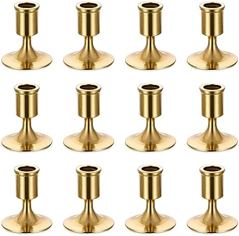 Sziqiqi Gold Candlestick Candle Holders Set of 12, for Wedding Table by SZIQIQI