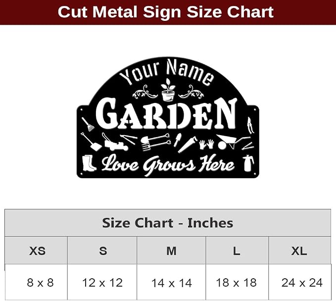 MeMate Garden Sign, Personalized Metal Signs, Garden Sign to Personalize, Customized Name Wall Art for Garden Outdoor Decor, Outdoor Plaque for Mom Grandma, Large Sign for Vegetable Garden She Shed