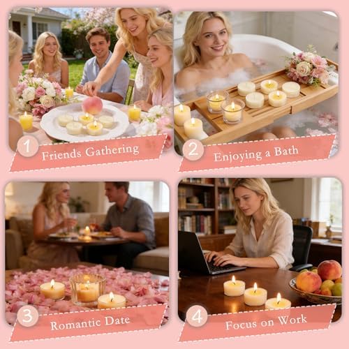 Scented Tealight Candles 16 Packs, Beeswax Blend Peach Tea Candle - Image 6