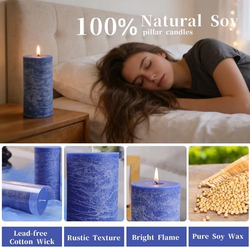 Unscented Soy Pillar Candles,Non-Toxic 2.8x6 Inch Candle,90 H,6 Pack - Image 3