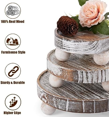 VIVIRBIEN 3PCS Wood Risers for Decor Mini Wooden Stool Display Stand with Removable Feet Farmhouse Rustic Decor Risers for Display Decorative Wood Pedestal Stand for Candles, Plants, Cups - Image 5