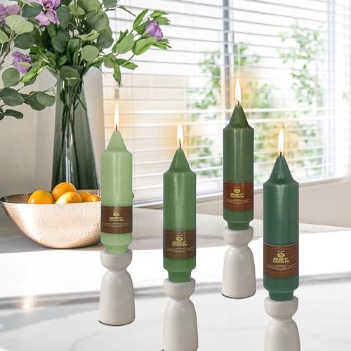 5 inch Short Candlesticks Gradient Green Taper Candles 4 PCS for Dinner Household Wedding Party Home Décor Candles - Image 5