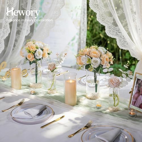 Hewory Hurricane Glass Candle Holders: 6 PCS Clear Hurricane Vase, 3 Sizes - Image 3