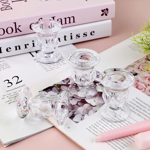 Glass Taper Candle Holder Set of 12 - Clear Crystal Candlestick Holders for Tapered Candles, Elegant Candle Stick Holder Set for Wedding Party Christmas Thanksgiving Festival (12, Transparent) - Image 6