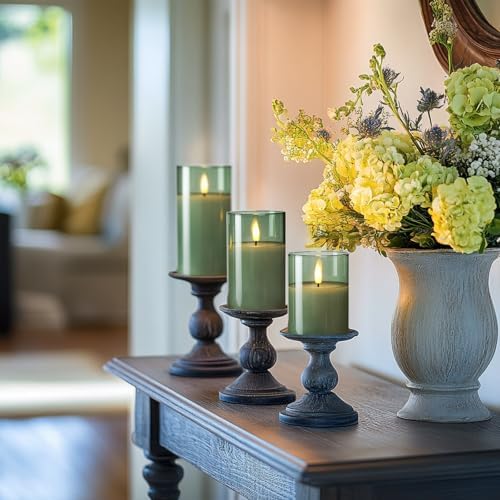 Amagic Green Glass Flameless LED Candles Battery Operated with Remote Timer - Image 5