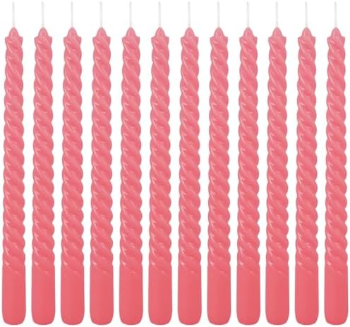 12-Pack Pink Spiral Taper Candles – 10 Inch Elegant Dripless & 10-Hour Burn – Long-Lasting Decorative Candles for Weddings, Birthdays, Parties, Church, Home Decor & Romantic Dinners - Image 2