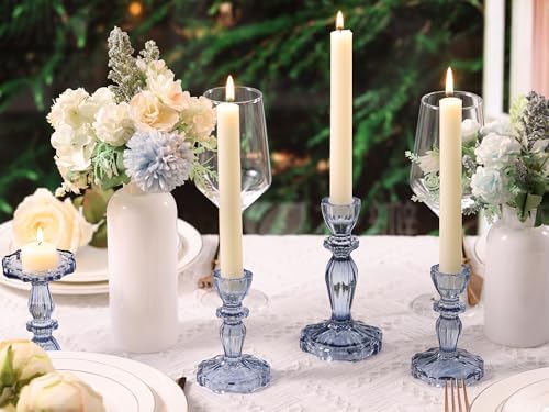 Blue Candlestick Holders Set of 6, Taper Candle Holders - Image 6