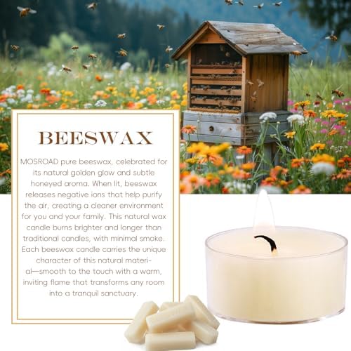 Beeswax Tea Lights Candles 16 Pack, 4 Hours Clean Burn - Image 2