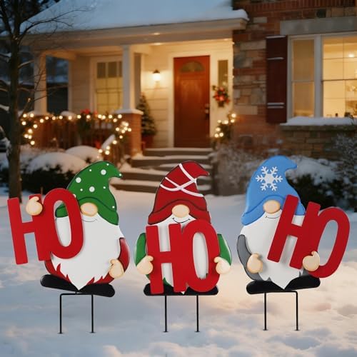 DR.DUDU Outdoor Christmas Decorations Gnomes Yard Stakes, Set of 3 - Image 7
