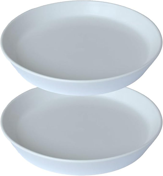 Plant Saucer 8 Inch, 2 Pack Large Plant Saucers Ceramic Tray 8 inch (7.3" Inner) for Flower Pot, Classic Sturdy Planter Water Catcher Tray for Plant Base,White