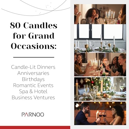 Tapered Candles - 80 Bulk Set of 6” Sticks - 5 Hours Clean, Long-Burning White Candlesticks - Dripless Unscented & Hand-Dipped Tall Candles for Dinners - White Taper Candles by PARNOO - Image 5