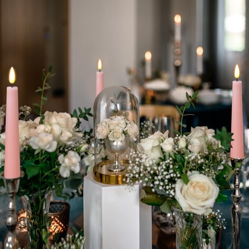 Eywamage Short Pink Flameless Taper Candles with Remote Set of 6 - Image 6