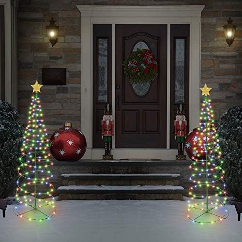 Solar Metal LED Christmas Tree Decoration Light - 200 LEDs, Easy Installation, 4 Feet Tall, Perfect for The Holidays - Multi-Colored - Image 2