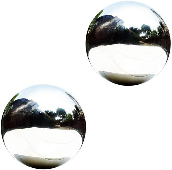 Stainless Steel Gazing Ball, Mirror Polished Hollow Ball Reflective Garden Sphere, Floating Pond Balls Seamless Gazing Globe for Home Garden Ornament Decorations (10CM X 2PCS)