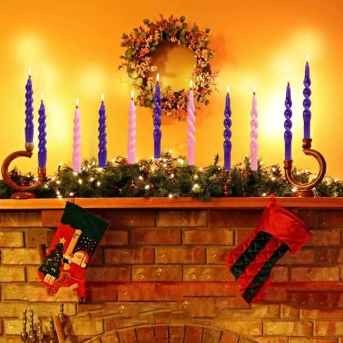 MAITREYA Navy Taper Candles Conical Stick Candles Spiral Taper Candles-Set of 4 for Decoration Weddings Party Church-Unscented Dripless Candles,10inch(C-Navy Blue) - Image 5
