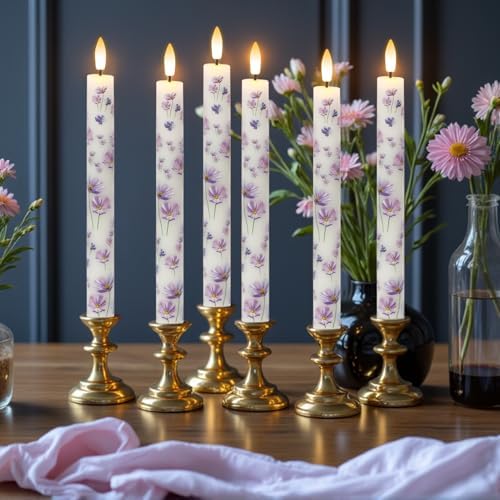 Purple Flower Flameless Taper Candle Battery Operated Remote Timer - Image 4