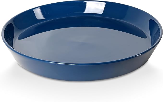 Ceramic Plant Saucer Tray 12 14 15 Inch Blue, 15" OD x12.25 ID x2.2 Deep Extra-Large Size Sturdy Heavy Duty Glazed Bevel Planter Drip Flower pots with Catch Basin for Indoor Outdoor Plants