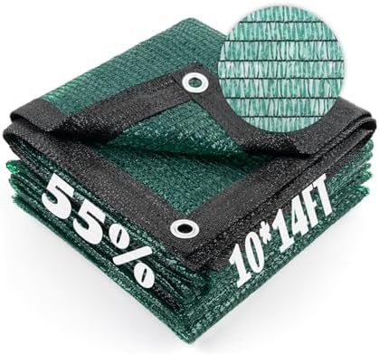 Sun Shade Cloth with Grommets for Garden, 55% 10x14ft, Dark Green by CoolArea
