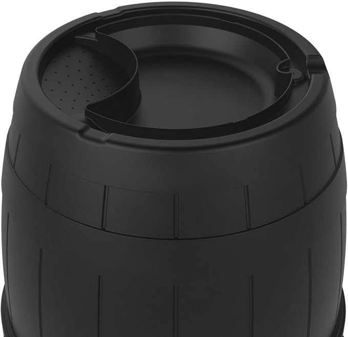 Garden Central 39-Gallon Knock Down Rain Barrel with Brass Spigot, Black – Plastic Outdoor Water Collection Container with Planter Top – Irrigation Supply for Gardening, Lawn & Landscaping