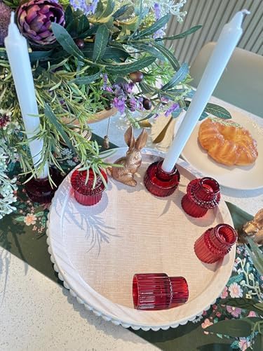 Glass Candlestick Holders, Taper Candle Holders, Set of 6, Red - Image 5