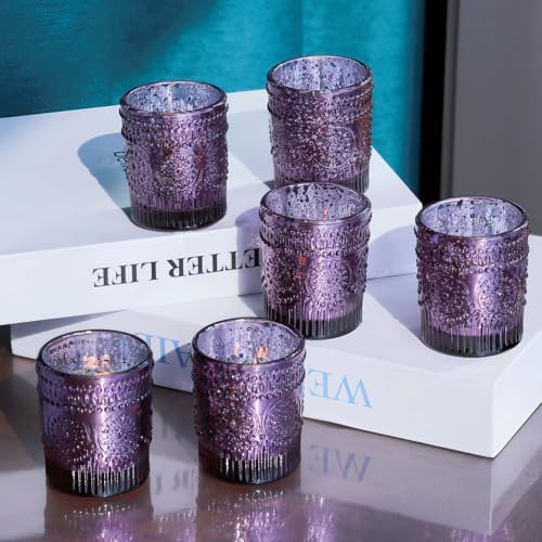 VOHO 12pcs Sunflower Purple Votive Candle Holders for Table Centerpiece - Image 6