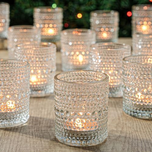12 Pack Votive Candle Holders, Clear Tea Light Candle Holders for Home by TRIRITE