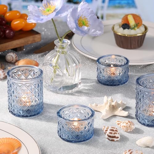 20 Pcs Blue Votive Candle Holders Glass Tea Light Candle Holder Bulk - Image 3