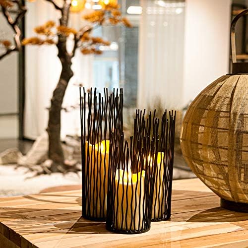 Set of 3 Metal Iron Candle Holder, Black Candlestick Modern Table Centerpiece for Indoor & Outdoor Decor, Dining Room, Home Decoration - Image 4