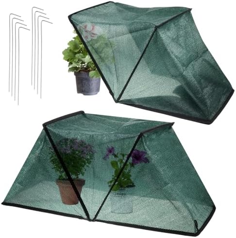 CIEOVO 32.5" x 13" x 15.7" Garden Plant Shade Tent, Foldable Raised Garden Beds Plant Protector Sun Shade Cloth with Stakes Plant Protector UV Resisitant Shade Net Crop Cages for Outdoor Plants by CIEOVO