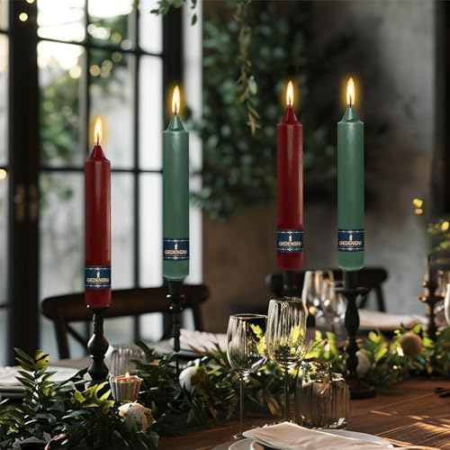 Red Taper Candles Dripless Candlesticks,Gedengni 9inch Short Tapered Candle Green Candle Sticks Christmas Dinner Candles for Thanksgiving Church Holiday Dinner Decor,30-RG - Image 2