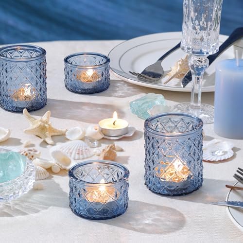 36 Pack Blue Tealight Candle Holders, Glass Votive Candle Holders - Image 2