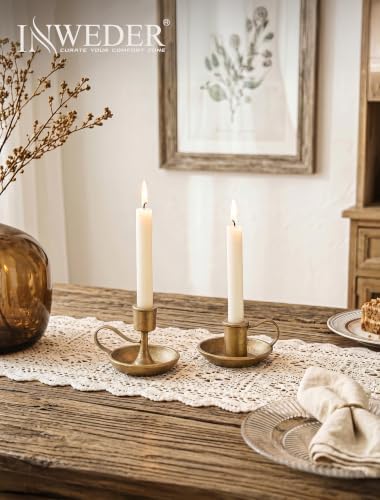 Vintage Brass Candlestick Holders: Cast Iron Taper Candle Holders - Image 4