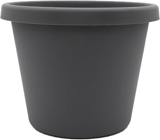 The HC Companies Prima Round Plastic Plant Pot w/Rolled Rim - Lightweight & UV Resistant Flower Pot for Herbs & More - Outdoor & Indoor Plant Pots w/Drainage (6 inch, Warm Grey, Pack of 1)
