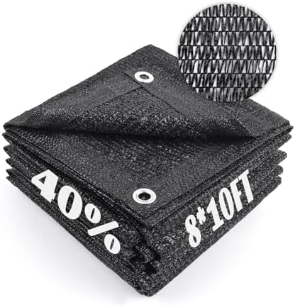 Sun Shade Cloth with Grommets for Garden, 40% 8x10ft, Black by CoolArea