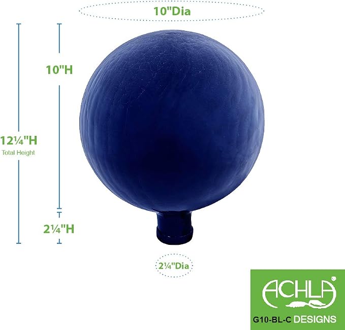 Achla Designs 10-Inch Crackle Gazing Globe Ball, Blue