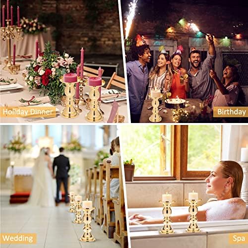 Yaomiao 6 Pcs Gold Metal Candlestick Holders 6" H for 2" Pillar Candles - Image 6