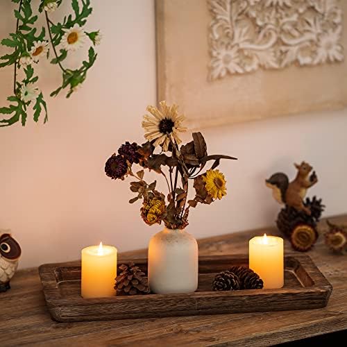 Hanobe Decorative Wooden Tray Long Narrow Centerpiece Candle Holder by Hanobe