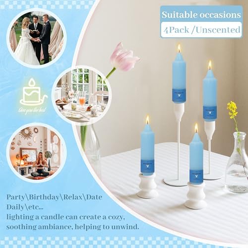 Unscented Dripless Taper Candles Blue 5INCH Smokeless Short Taper Candlesticks for Dinner Weddings Birthday Party Home Décor - Image 3