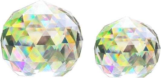 2 Pack Clear Crystal Ball Prism Window Rainbow Maker Window Prisms Suncatcher for Feng Shui, (80mm+60mm)