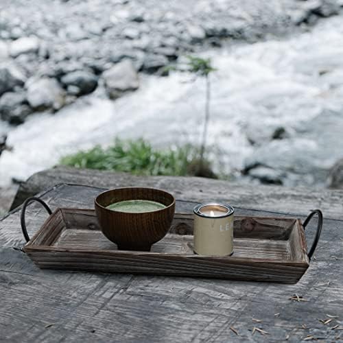 Vintage Wood Candle Tray, Metal Handles, Farmhouse Centerpiece, Home Decor - Image 5