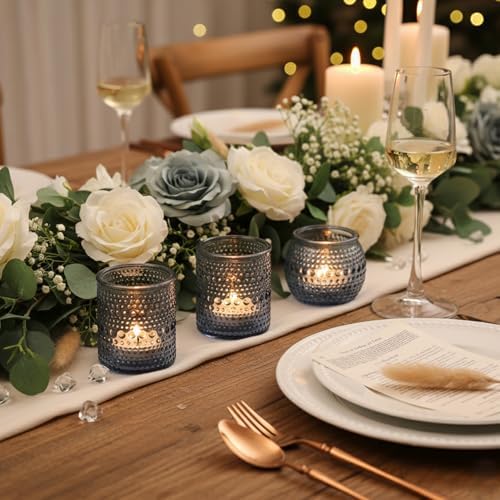 40 Pcs Blue Candle Holders Bulk, Dusty Wedding Decor- Assorted Tea Light Candle Holders for Blue Bridal Shower Decorations, Baby Shower Table Centerpieces - Image 5
