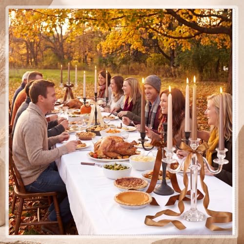 12 Pcs Fall Party Decor Brown Taper Candles with 3 Roll Ribbon - Image 6
