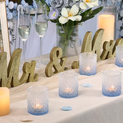 6 Pcs Blue Gradient Votive Candle Holders Glass Tea Light Candles Holder - Image 5