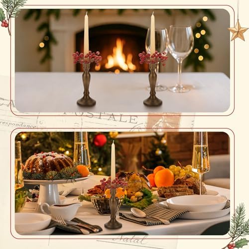 Daifunli 2 Pcs Christmas Frosted Red Berry Candle Ring Artificial Berry Wreaths for Pillar 1.25 Inch Candles Holder for Winter Christmas Country Wedding Kitchen Table Centerpiece Decor - Image 5