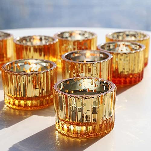 VOHO Mercury Gold Candle Holders for Wedding Decor, Tealight Candle Holder by VOHO